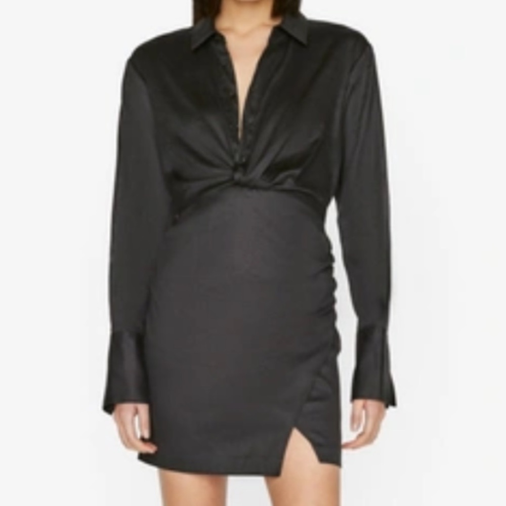 Frame Denim Black Long Sleeve Dress linen M